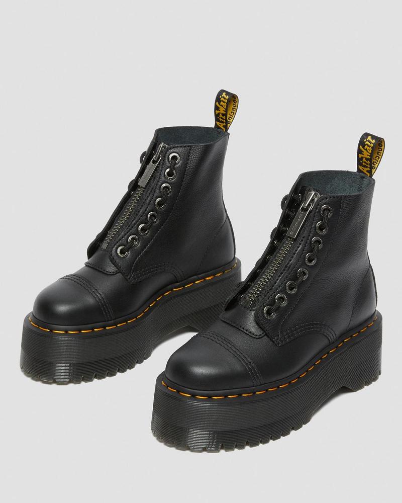 Women's Dr Martens Sinclair Max Pisa Leather Platform Boots Black | AU 256JPQ